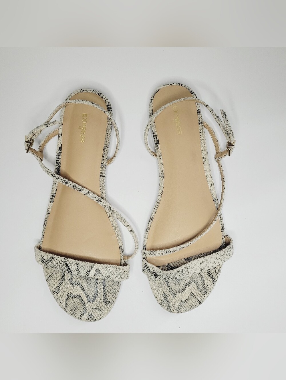Express Snakeskin Textured Strappy Sandals Women's Size 9 Summer Brunch Cute